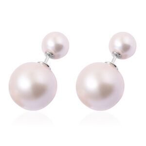 Pearl Earrings Studs Simulated Sterling Silver